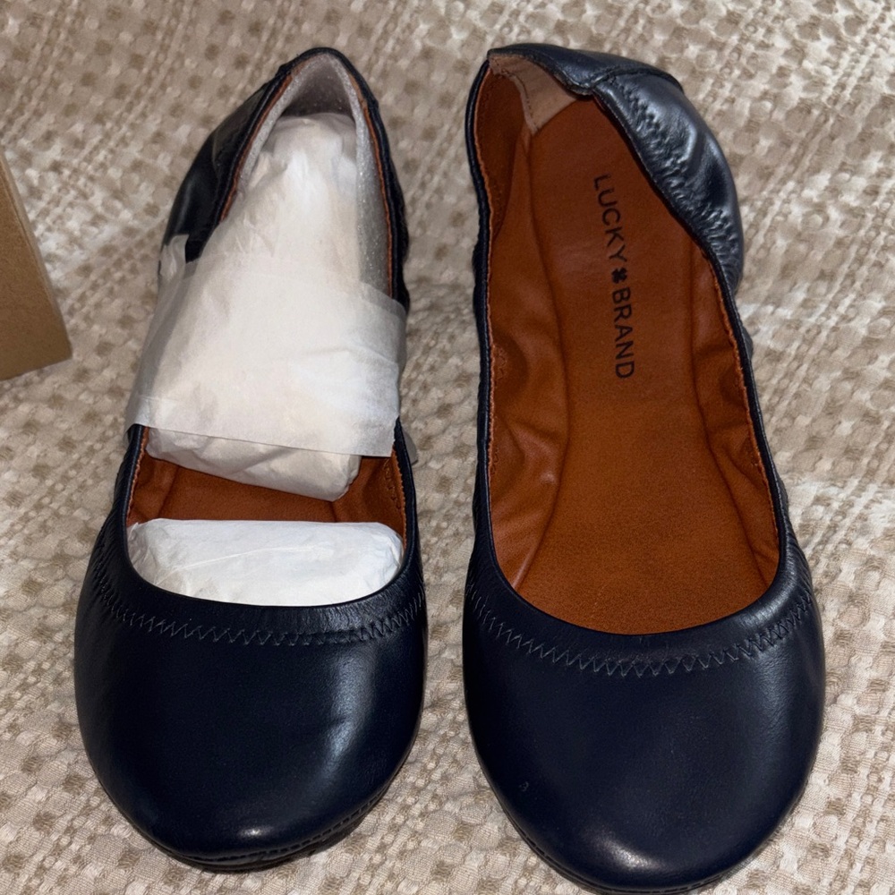 Lucky Brand Women's Navy Leather Flats